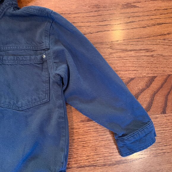 Zara Boys Hooded Navy Blue Snap Closure Denim Jacket MSRP $45 | Size 3-4 Years - Picture 6 of 13